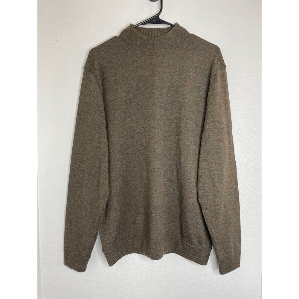 Vintage Parisian Signature Merino Wool Sweater Mens L Mock Neck Lightweight Knit